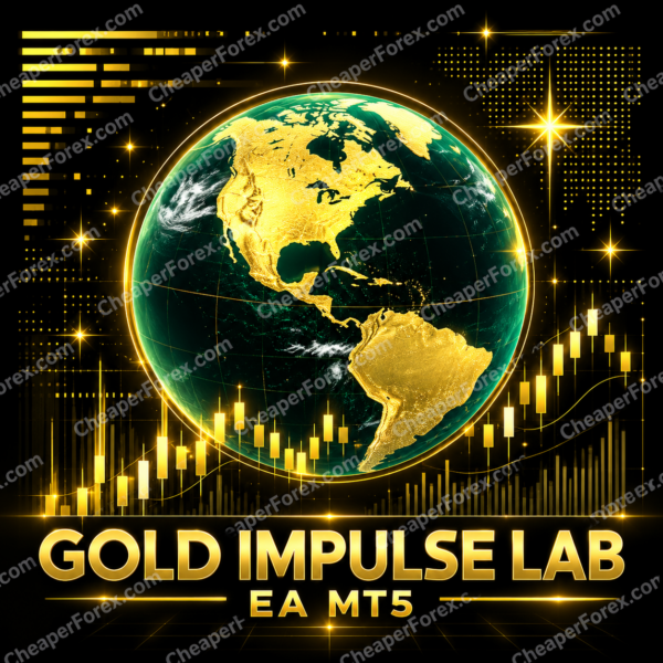 Gold Impulse Lab EA MT5 promotional cover with repeated CheaperForex.com watermarks