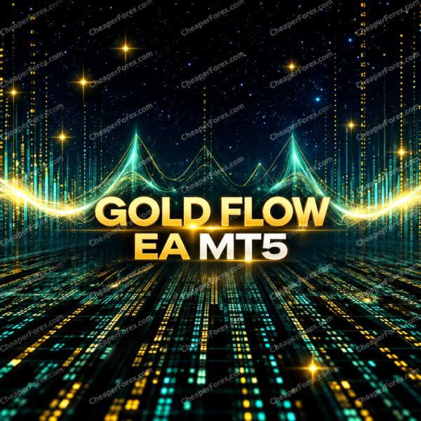 Gold Flow EA MT5 promotional cover with repeated CheaperForex.com watermarks
