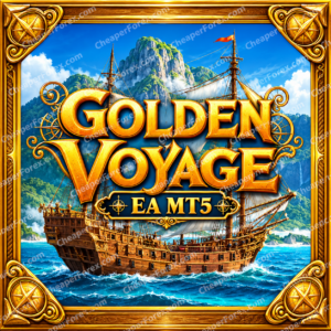 Golden Voyage EA MT5 promotional cover with repeated CheaperForex.com watermarks