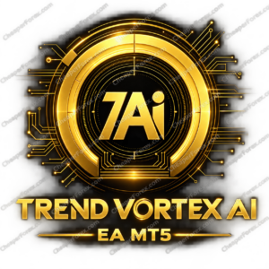 Trend Vortex AI EA MT5 promotional cover with repeated CheaperForex.com watermarks