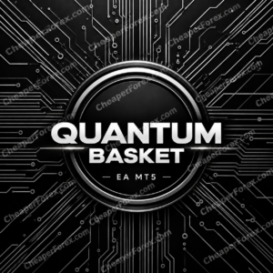 Quantum Basket EA MT5 promotional cover with repeated CheaperForex.com watermarks