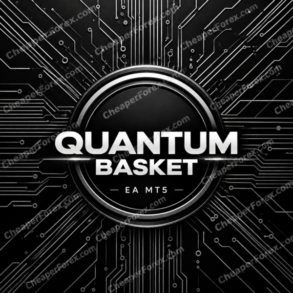 Quantum Basket EA MT5 promotional cover with repeated CheaperForex.com watermarks