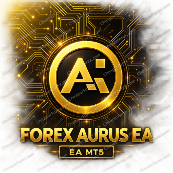 Forex Aurus EA MT5 promotional cover with repeated CheaperForex.com watermarks