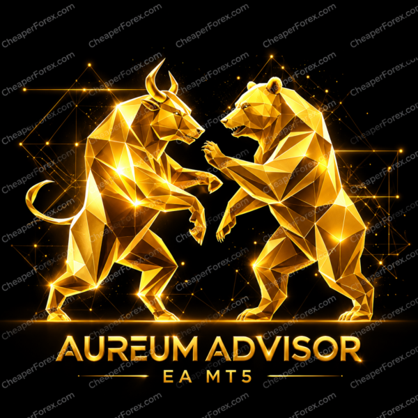 Aureum Advisor EA MT5 promotional cover with repeated CheaperForex.com watermarks