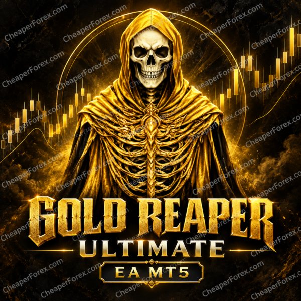 Gold Reaper Ultimate EA MT5 promotional cover with repeated CheaperForex.com watermarks