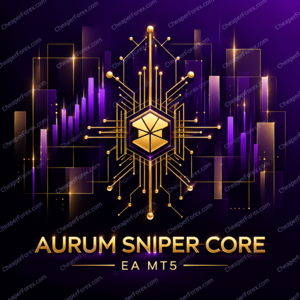 Aurum Sniper Core EA MT5 promotional cover with repeated CheaperForex.com watermarks