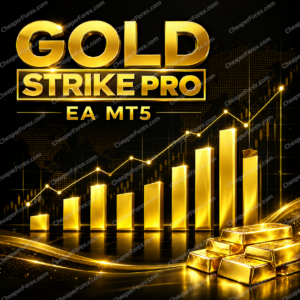Gold Strike Pro EA MT5 promotional cover with repeated CheaperForex.com watermarks