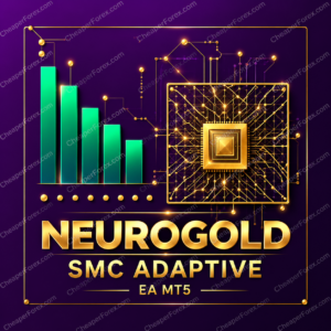 NeuroGold SMC Adaptive EA MT5 promotional cover with repeated CheaperForex.com watermarks