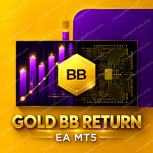 Gold BB Return EA MT5 promotional cover with repeated CheaperForex.com watermarks