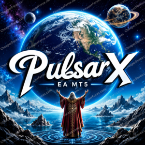 Pulsar X EA MT5 promotional cover with repeated CheaperForex.com watermarks