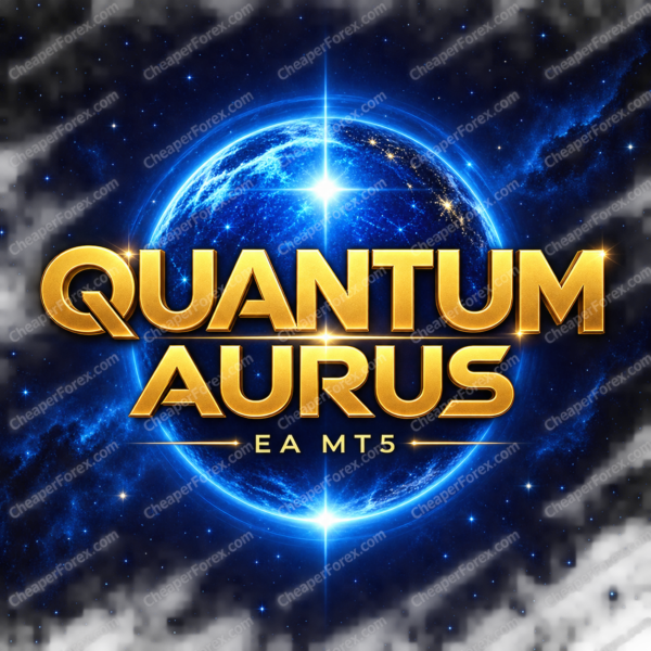 Quantum Aurus EA MT5 promotional cover with repeated CheaperForex.com watermarks