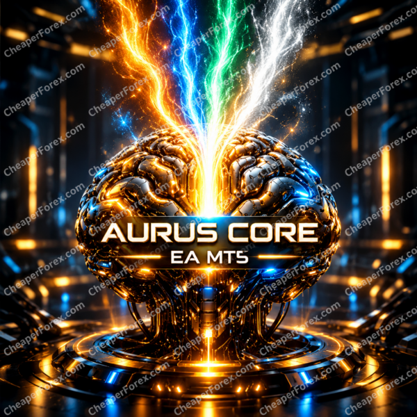 Aurus Core EA MT5 promotional cover with repeated CheaperForex.com watermarks