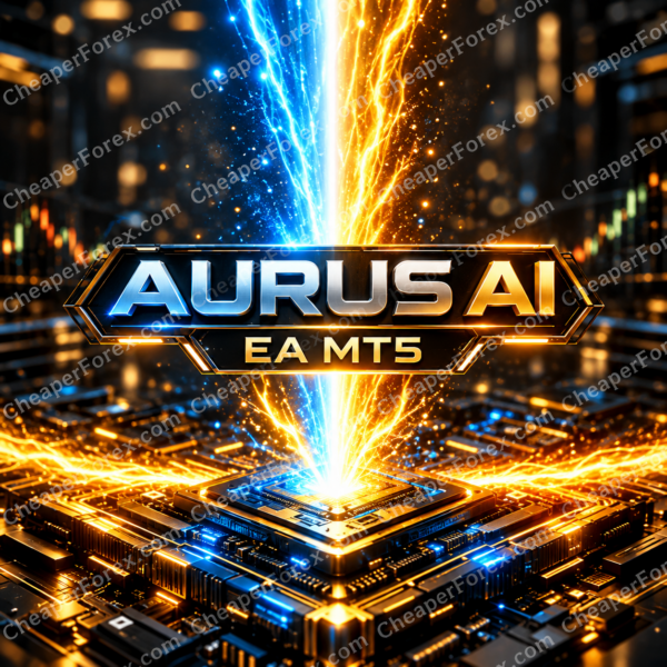 Aurus AI EA MT5 promotional cover with repeated CheaperForex.com watermarks