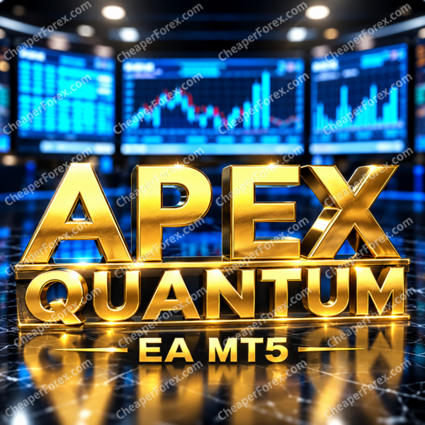 Apex Quantum EA MT5 promotional cover with repeated CheaperForex.com watermarks