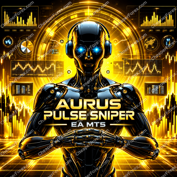 Aurus Pulse Sniper EA MT5 promotional cover with repeated CheaperForex.com watermarks