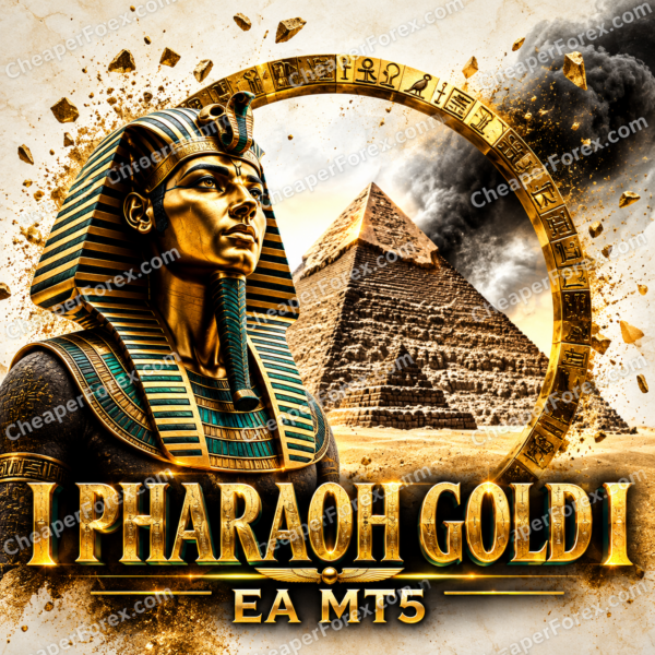 I Pharaoh Gold I EA MT5 promotional cover with repeated CheaperForex.com watermarks