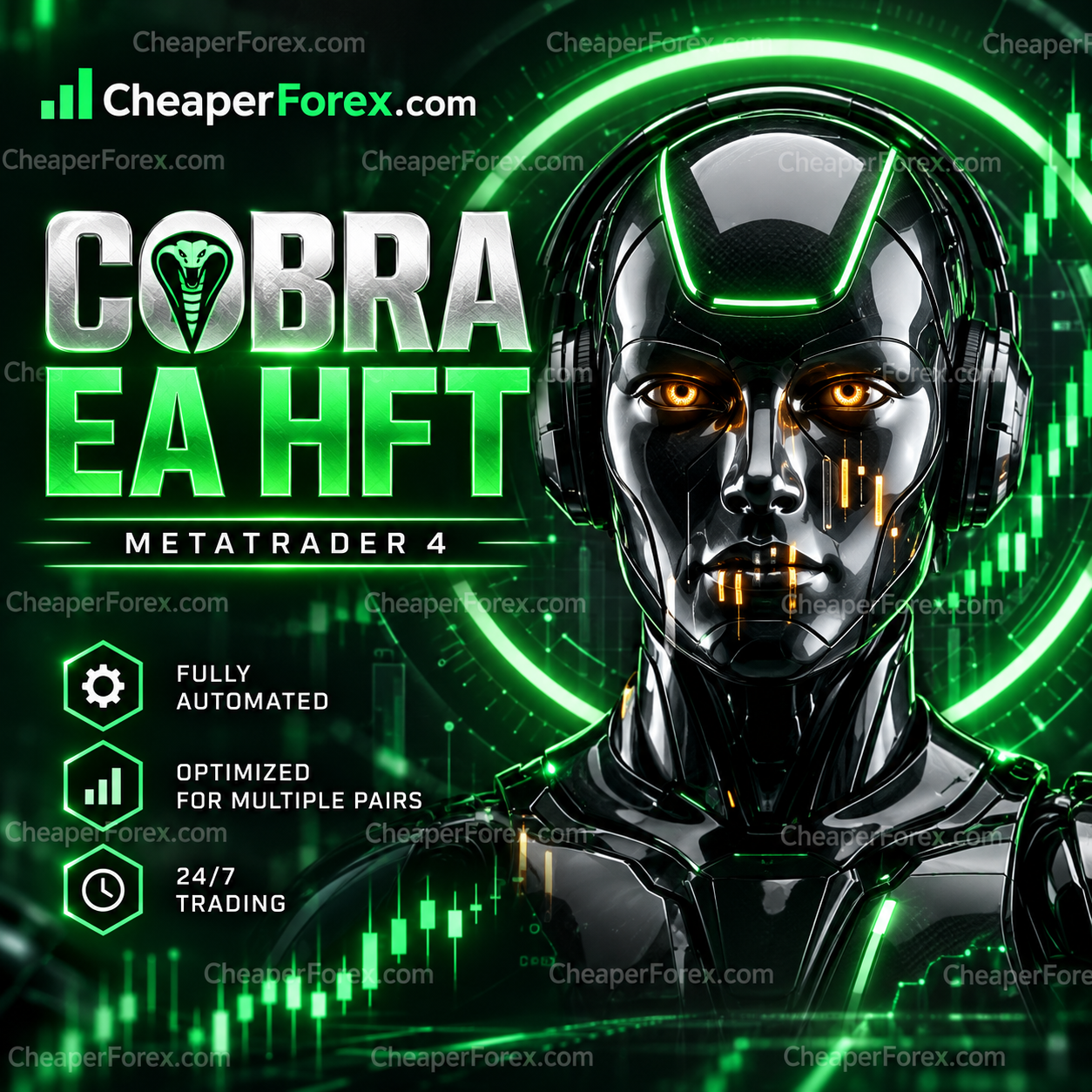 CheaperForex promotional cover for Cobra EA HFT MT4.