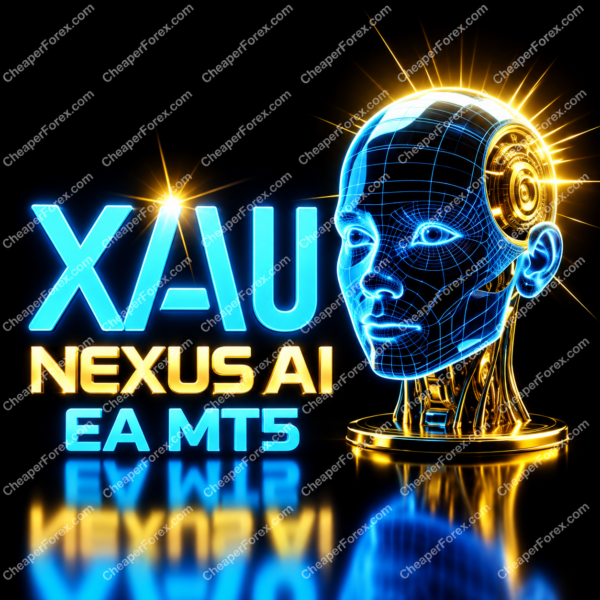 XAU Nexus AI EA MT5 promotional cover with repeated CheaperForex.com watermarks