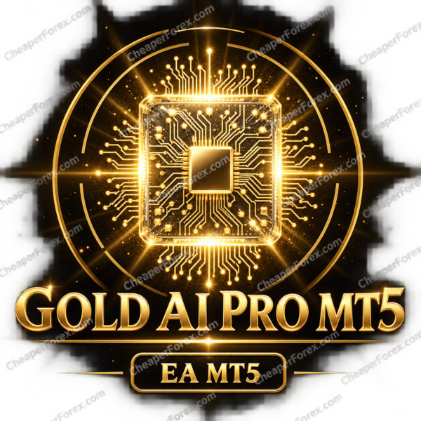 Gold AI Pro EA MT5 promotional cover with repeated CheaperForex.com watermarks