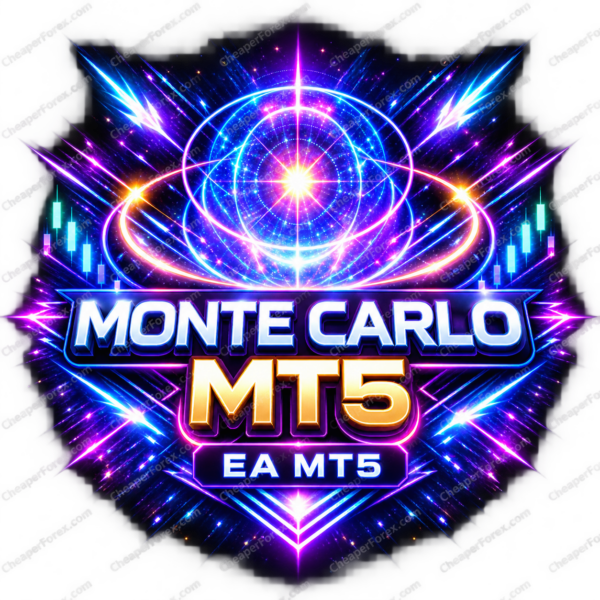 Monte Carlo EA MT5 promotional cover with repeated CheaperForex.com watermarks