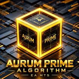 Aurum Prime Algorithm EA MT5 promotional cover with repeated CheaperForex.com watermarks