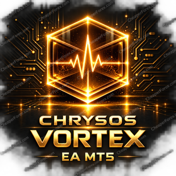 Chrysos Vortex EA MT5 promotional cover with repeated CheaperForex.com watermarks