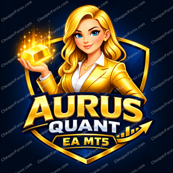 Aurus Quant EA MT5 promotional cover with repeated CheaperForex.com watermarks