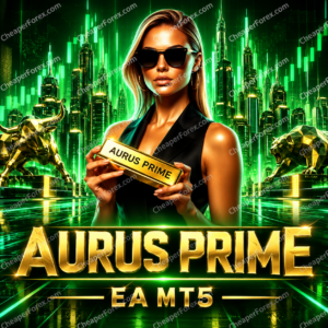 Aurus Prime EA MT5 promotional cover with repeated CheaperForex.com watermarks