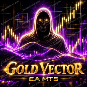 Gold Vector EA MT5 promotional cover with repeated CheaperForex.com watermarks