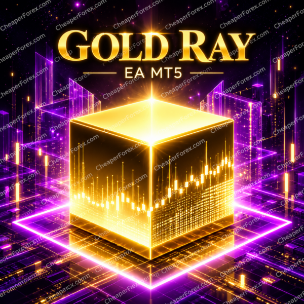 Gold Ray EA MT5 promotional cover with repeated CheaperForex.com watermarks