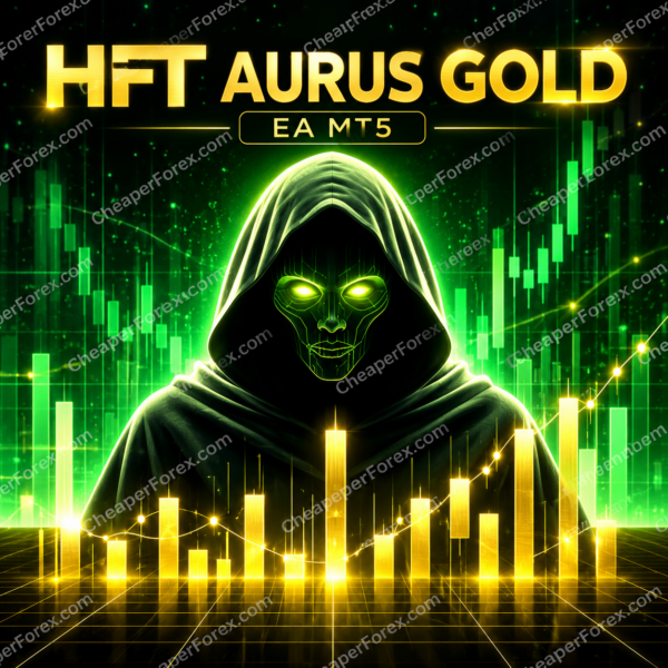 HFT Aurus Gold EA MT5 promotional cover with repeated CheaperForex.com watermarks