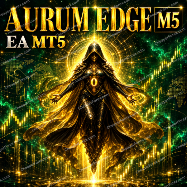 Aurum Edge M5 EA MT5 promotional cover with repeated CheaperForex.com watermarks