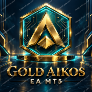 Gold Aikos EA MT5 promotional cover with repeated CheaperForex.com watermarks