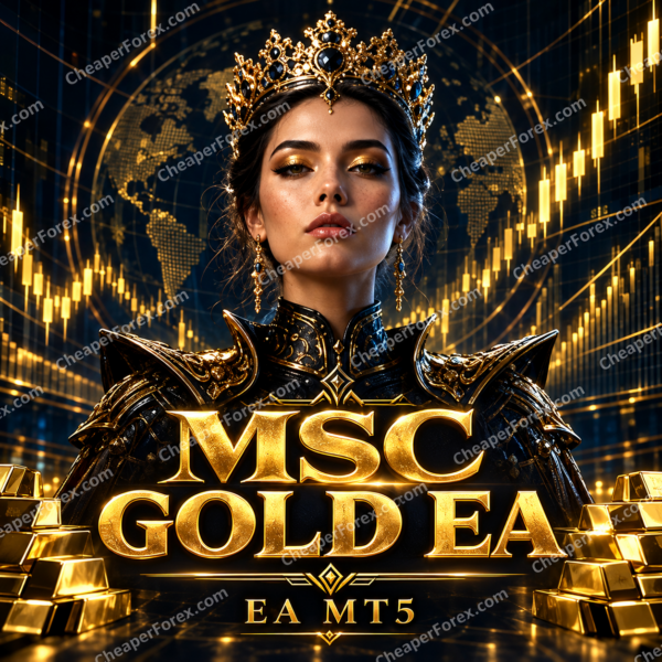 MSC Gold EA MT5 promotional cover with repeated CheaperForex.com watermarks