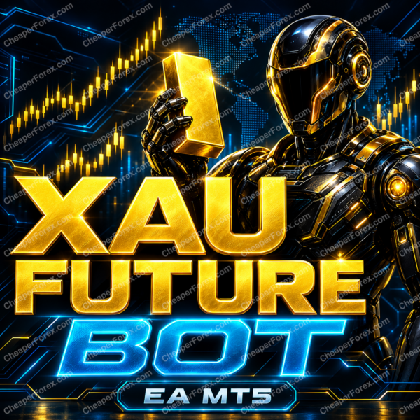 XAU Future Bot EA MT5 promotional cover with repeated CheaperForex.com watermarks