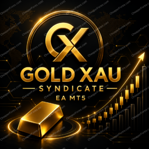 Gold XAU Syndicate EA MT5 promotional cover with repeated CheaperForex.com watermarks