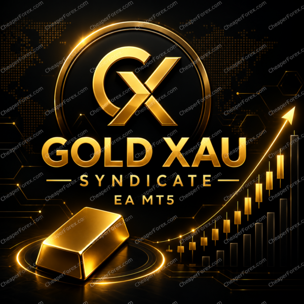 Gold XAU Syndicate EA MT5 promotional cover with repeated CheaperForex.com watermarks