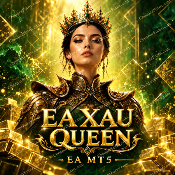 EA XAU Queen MT5 promotional cover with repeated CheaperForex.com watermarks