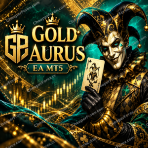 Gold Aurus EA MT5 promotional cover with repeated CheaperForex.com watermarks
