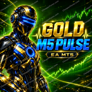 Gold M5 Pulse EA MT5 promotional cover with repeated CheaperForex.com watermarks