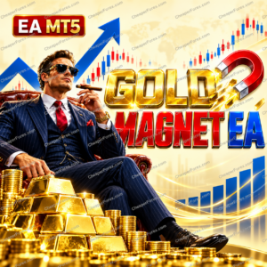 Gold Magnet EA MT5 promotional cover with repeated CheaperForex.com watermarks