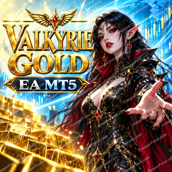 Valkyrie Gold EA MT5 promotional cover with repeated CheaperForex.com watermarks