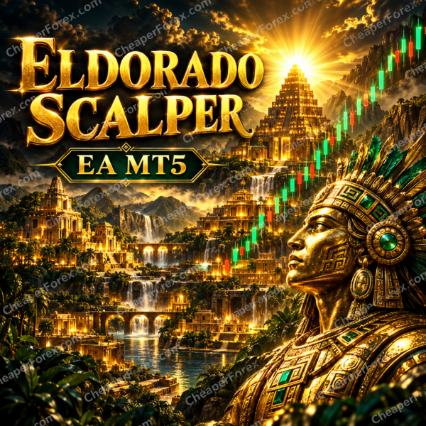 Eldorado Scalper EA MT5 promotional cover with repeated CheaperForex.com watermarks