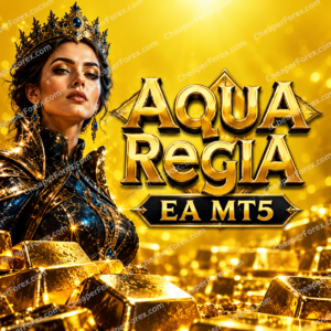 Aqua Regia EA MT5 promotional cover with repeated CheaperForex.com watermarks