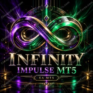 Infinity Impulse EA MT5 promotional cover with repeated CheaperForex.com watermarks