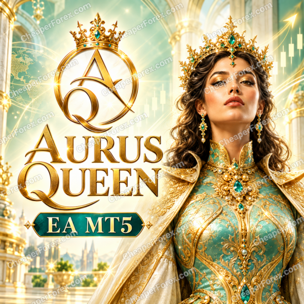 Aurus Queen EA MT5 promotional cover with repeated CheaperForex.com watermarks