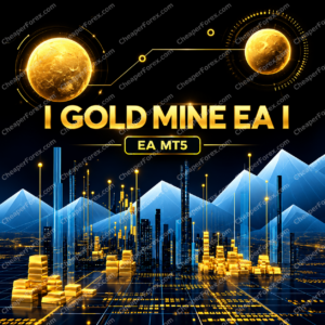 I Gold Mine EA I MT5 promotional cover with repeated CheaperForex.com watermarks