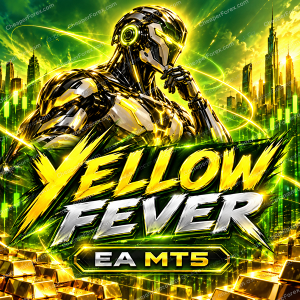 Yellow Fever EA MT5 promotional cover with repeated CheaperForex.com watermarks