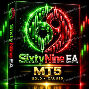 SixtyNine EA MT5 green-red emblem with CheaperForex.com watermarks