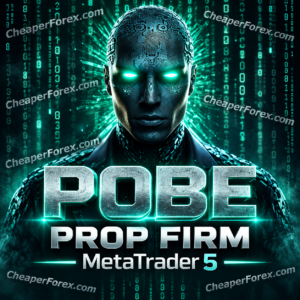 POBE Prop Firm MT5 promotional artwork with CheaperForex.com watermarks.